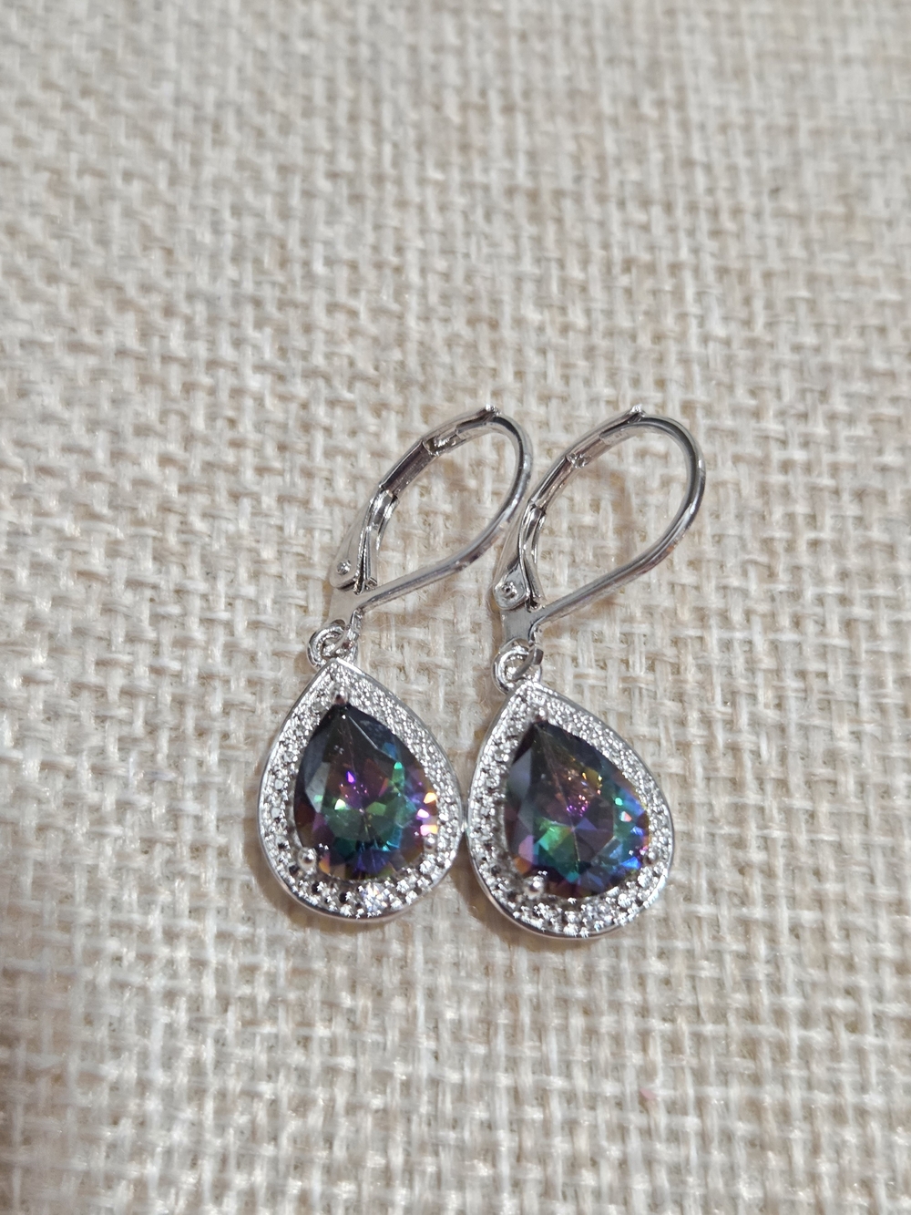 Teardrop Mystic Topaz Multi-Color  Dangle Earrings in Silver